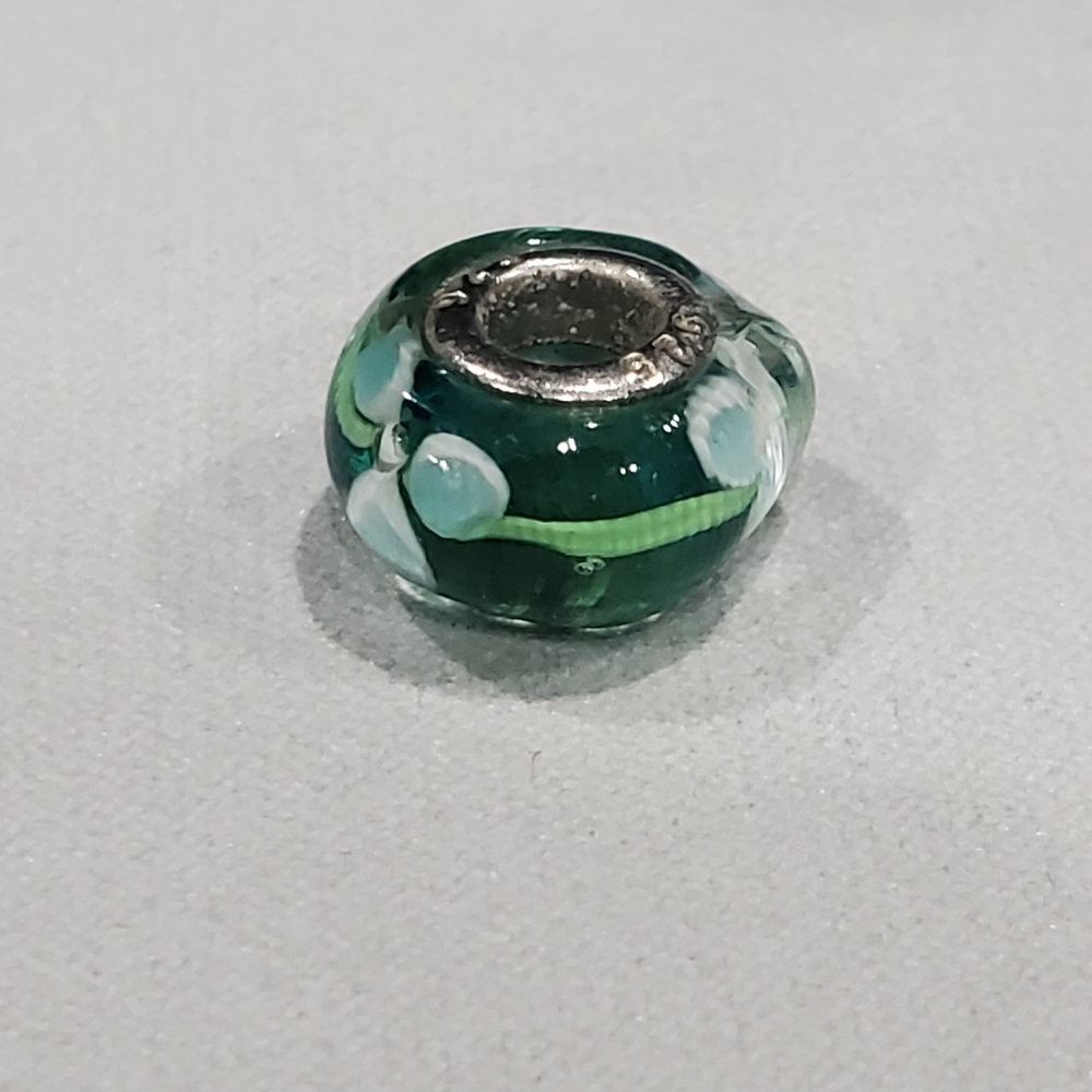 Sterling Silver Flower glass bead for charm bracelet